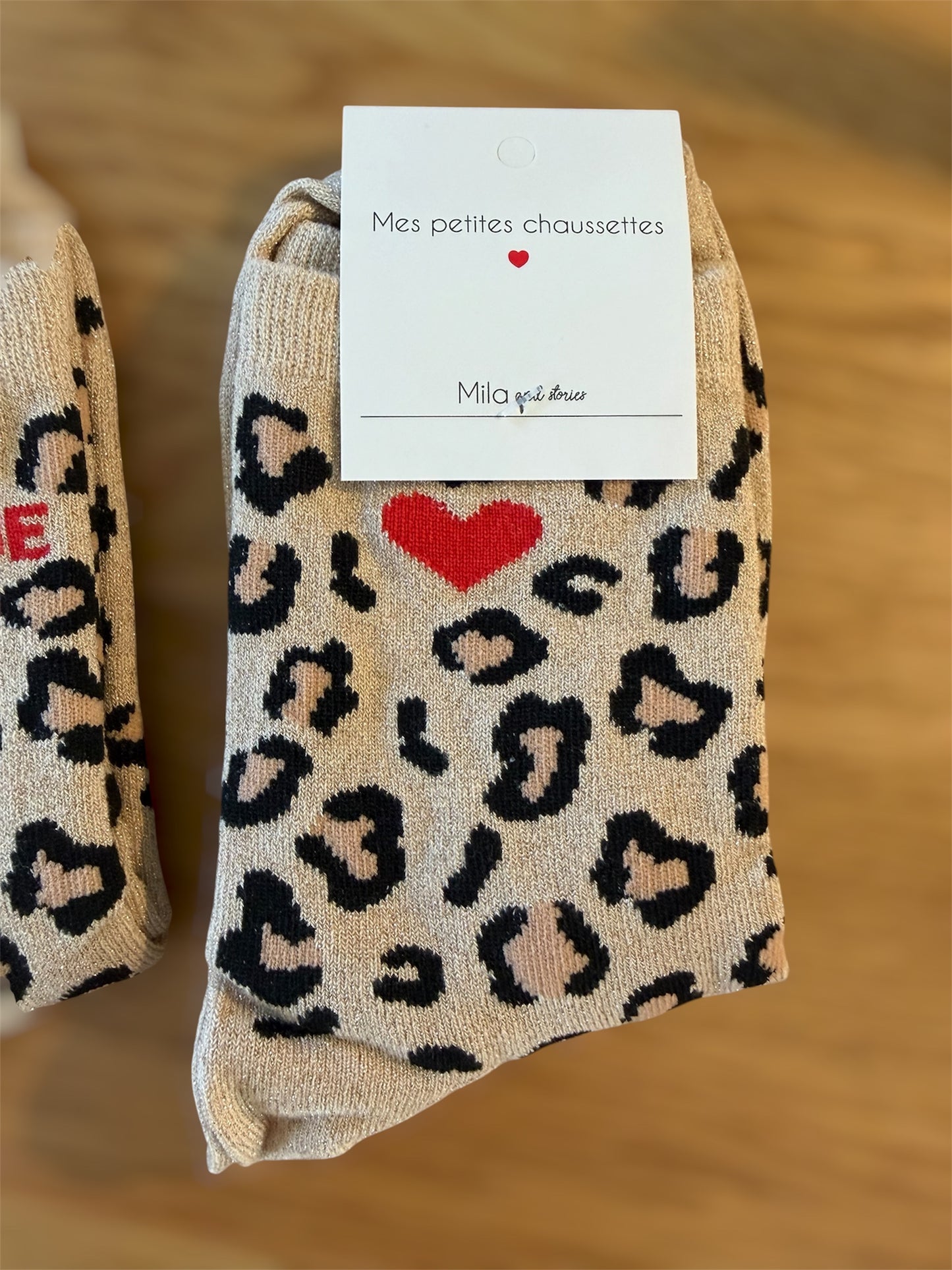 Chaussettes à paillettes léopard