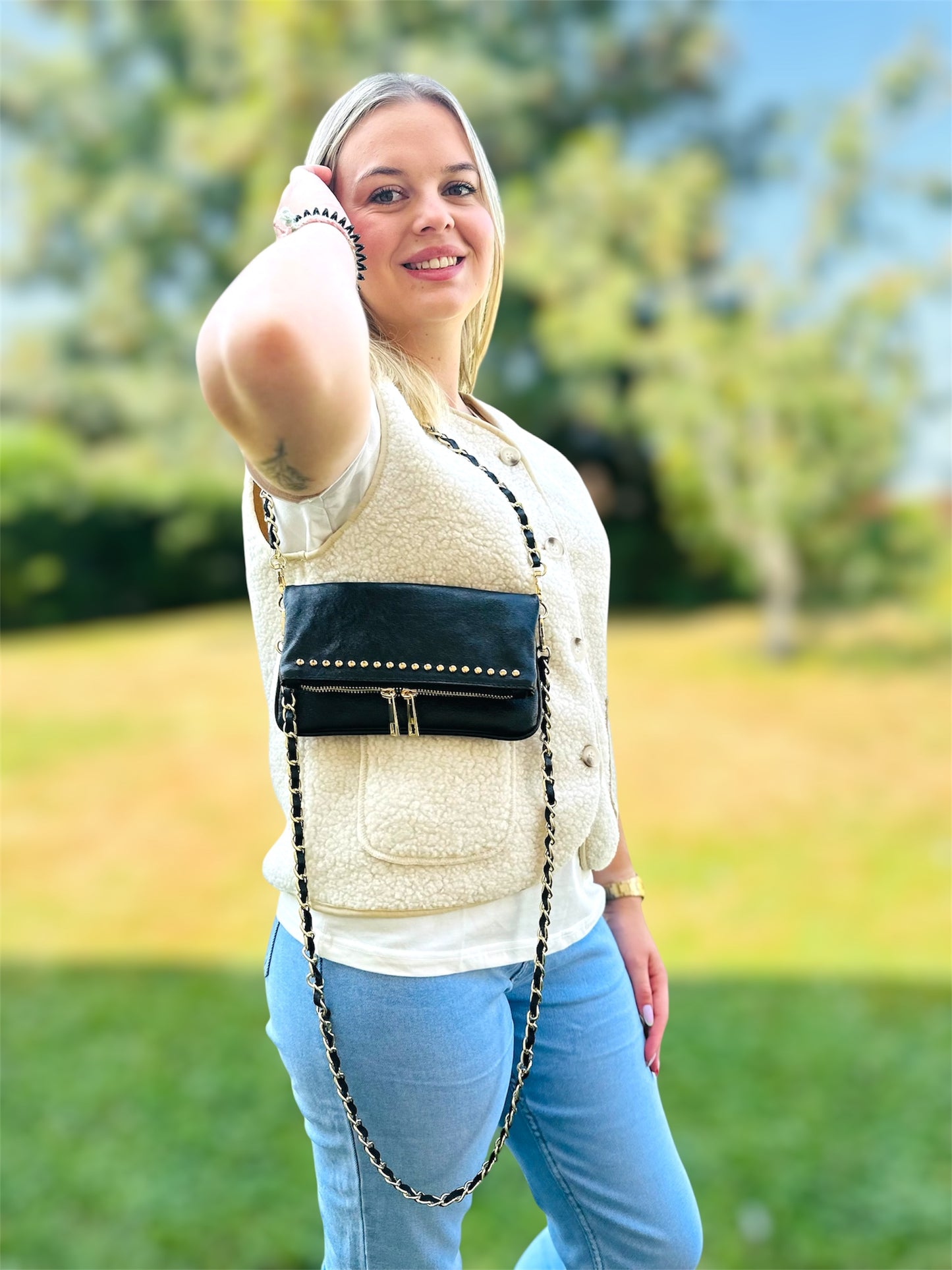 Sac OLIVIA – bandoulière chic & pratique en cuir véritable 🖤