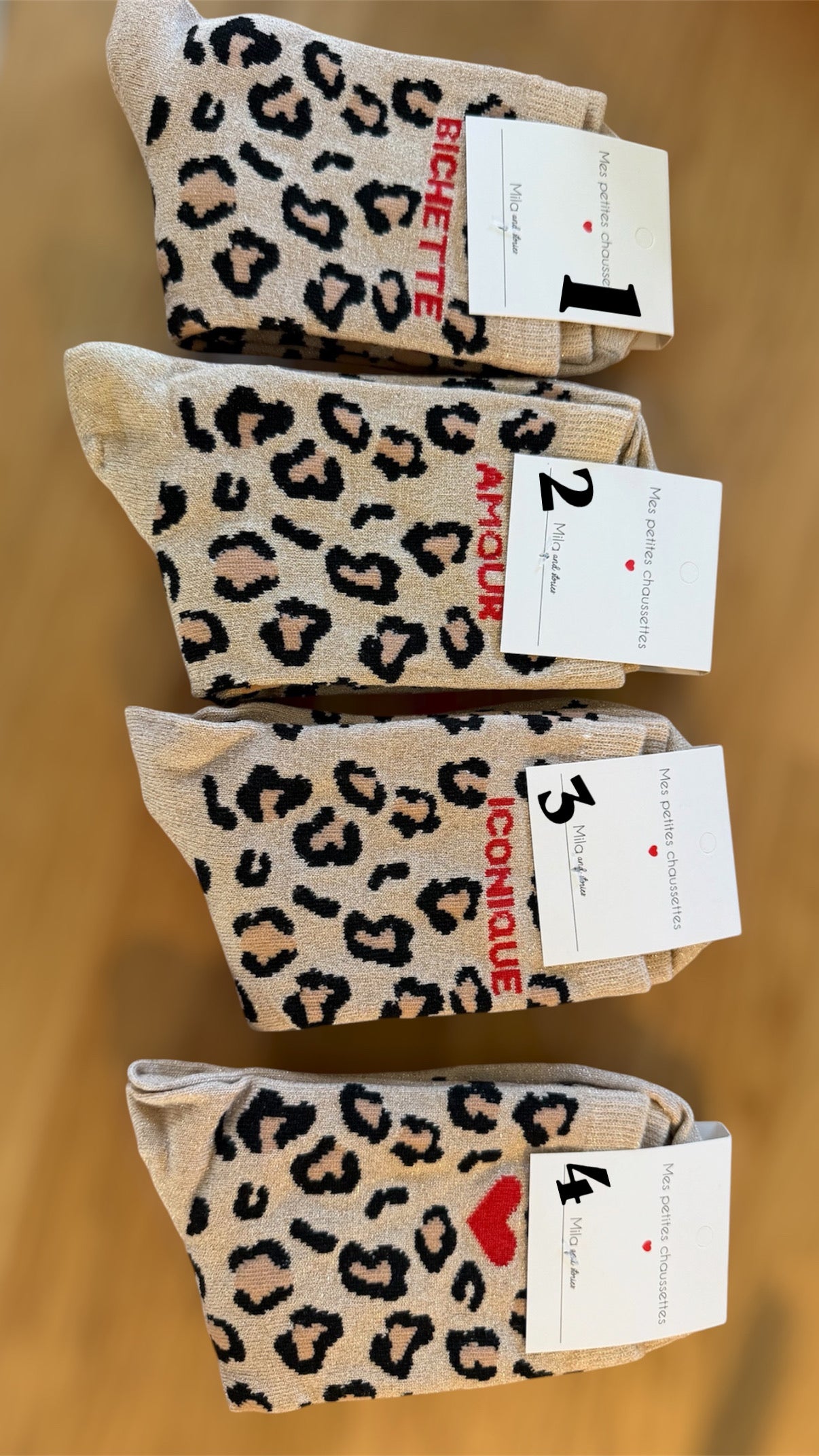 Chaussettes à paillettes léopard