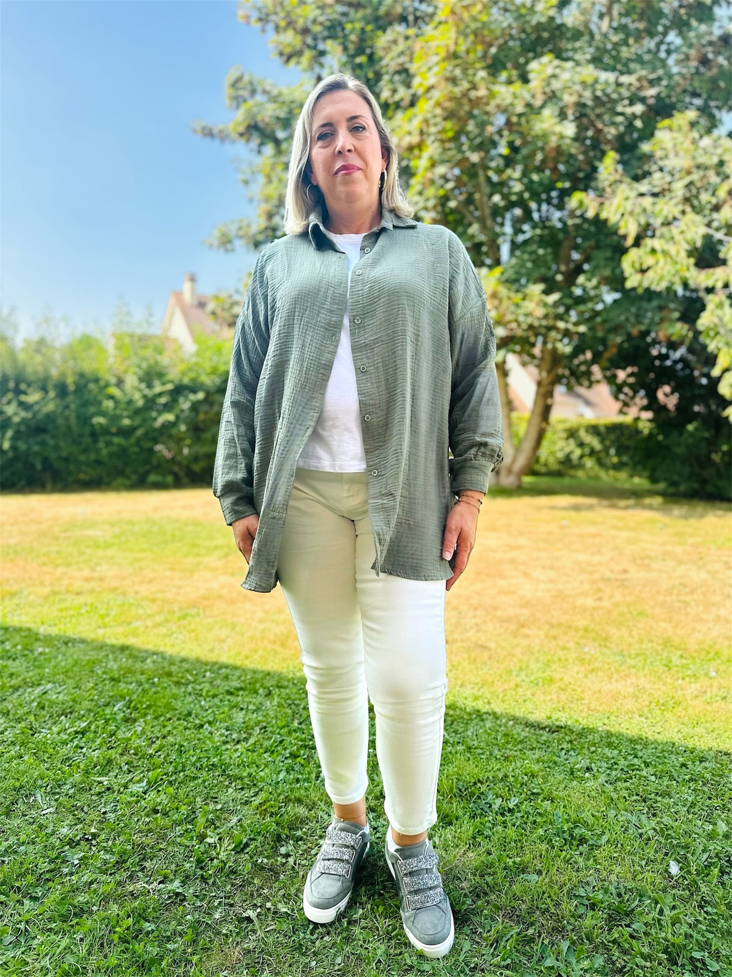 Surchemise ATHENA – coton kaki & broderie œil 🪬
