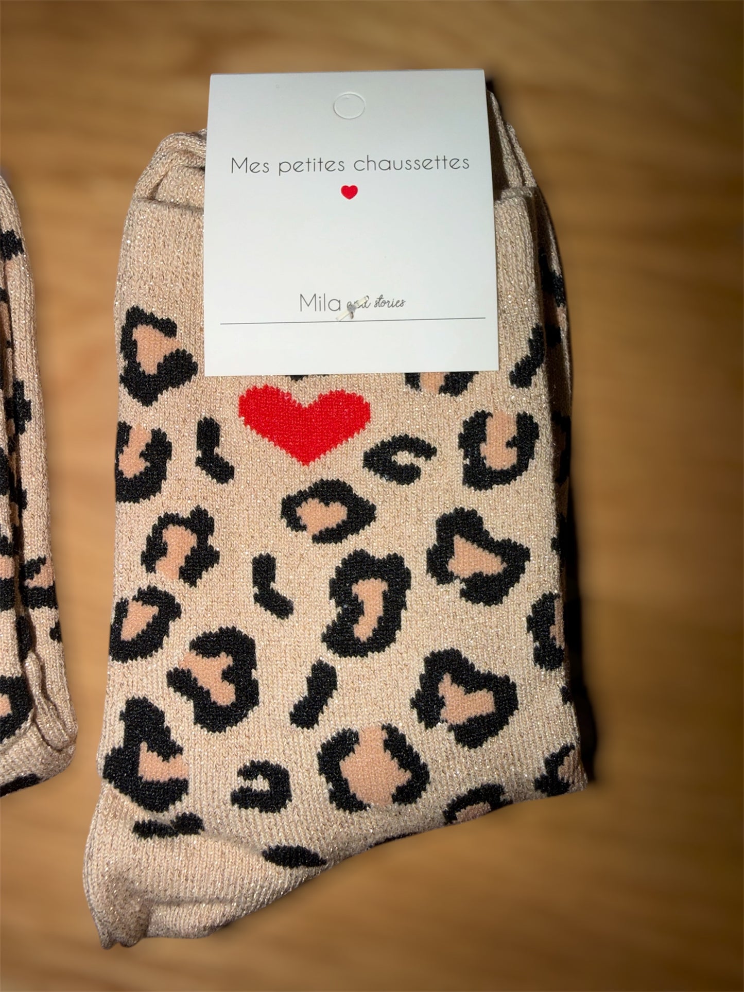 Chaussettes à paillettes léopard