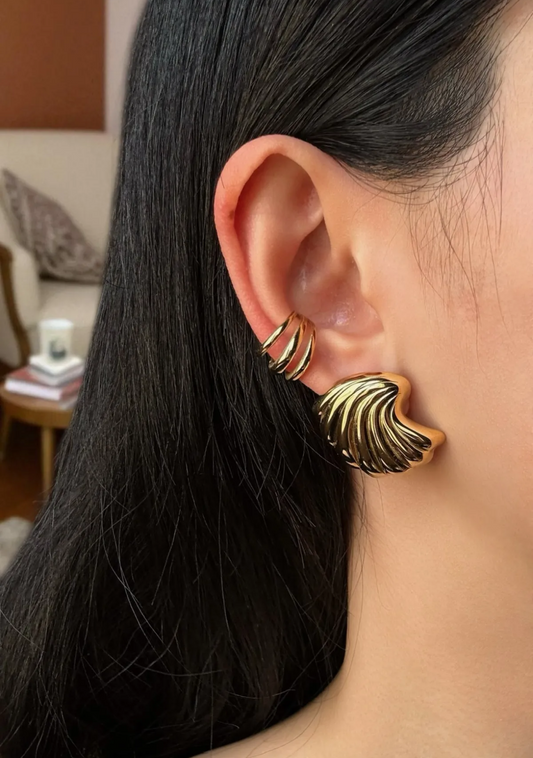 Faux Piercing ANGE – Doré en acier inoxydable 💛