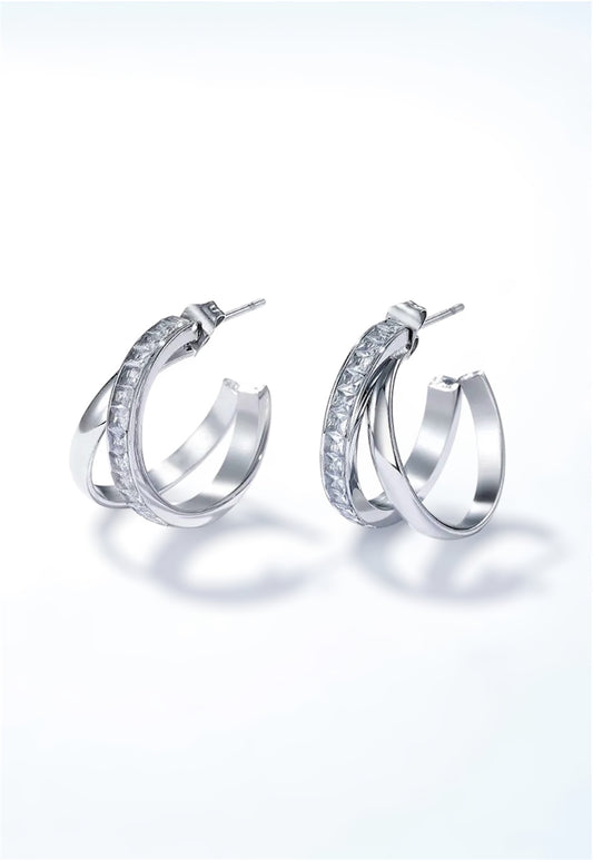 Boucles d’oreilles “Léane” – Argenté