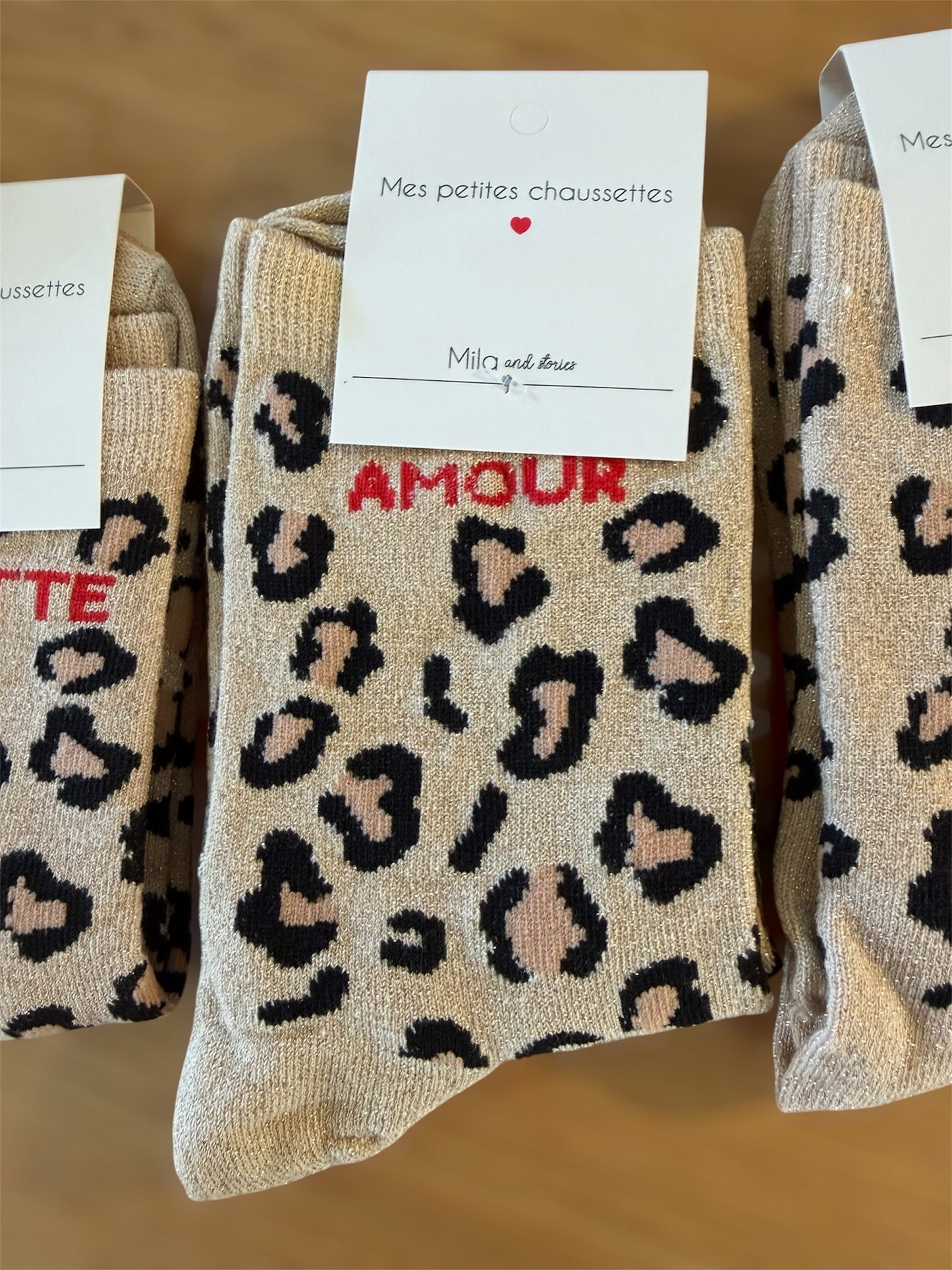 Chaussettes à paillettes léopard